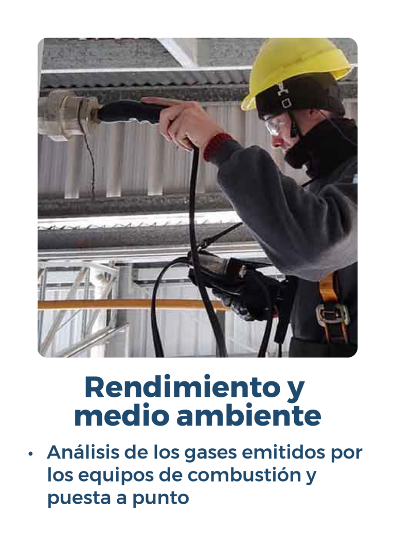 Rendimiento y medio ambiente Análisis de los gases emitidos por los equipos de combustión y puesta a punto.